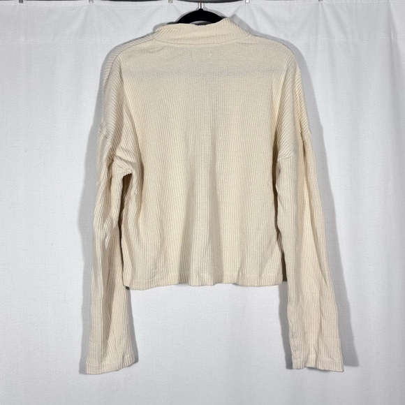 Reformation Jeans Waffle Knit 1/2 Zip in Cream - Picture 3 of 6